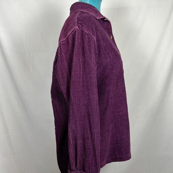 L.L. Bean Vintage Purple Corduroy Button-Up Overshirt (Women's M) - Picture 5 of 6